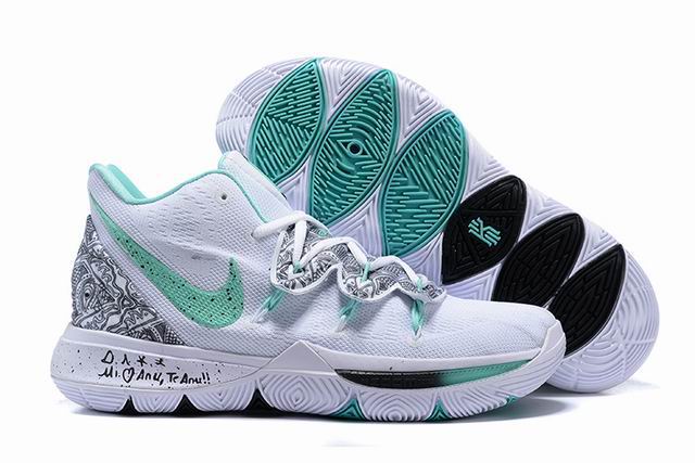 Nike Kyrie 5 Men's Basketball Shoes White Tiffany Black-01 - Click Image to Close